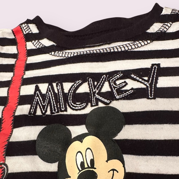 NWT Disney Baby Striped Mickey Mouse T-Shirt Faux Suspenders Size 3 Months - Picture 4 of 9
